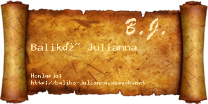 Balikó Julianna névjegykártya